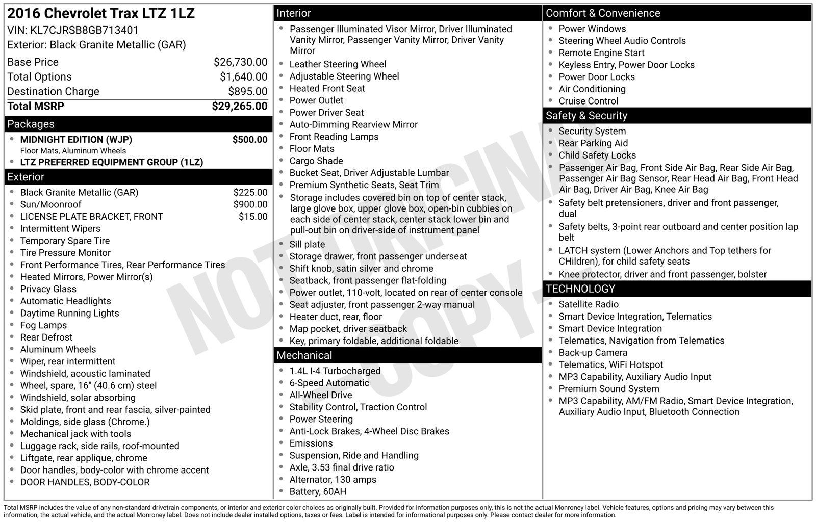 Used 2016 Chevrolet Trax LTZ w/ Midnight Edition AWD/4WD image 2