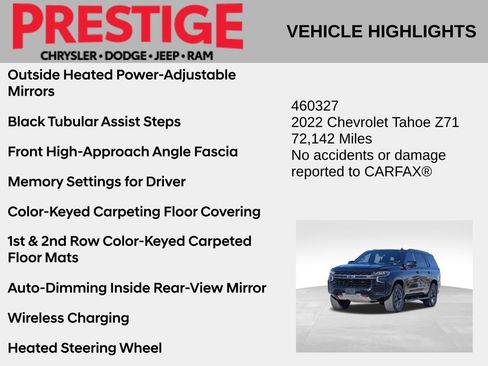 Used 2022 Chevrolet Tahoe Z71 w/ Z71 Off-Road Package AWD/4WD image 8