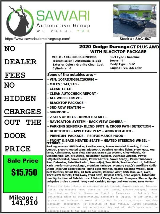 Used 2020 Dodge Durango GT AWD/4WD image 34