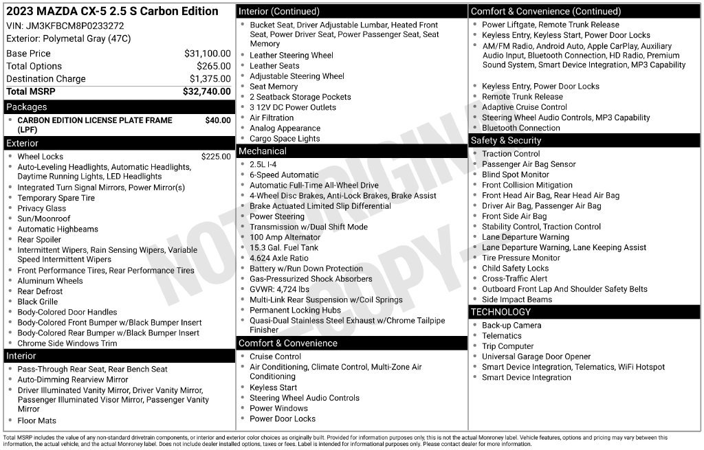 Used 2023 MAZDA CX-5 Carbon Edition AWD/4WD image 43