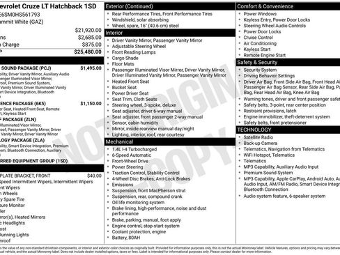 Used 2017 Chevrolet Cruze LT w/ Sun And Sound Package FWD image 2