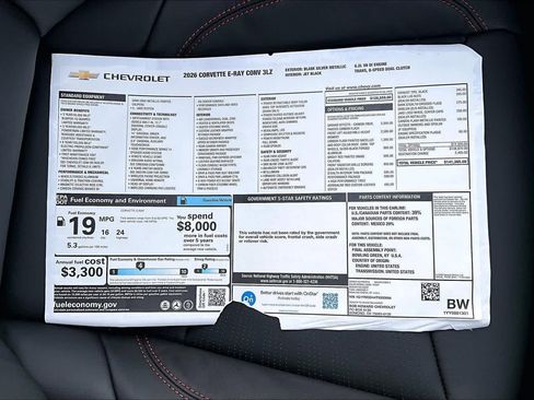 New 2026 Chevrolet Corvette E-Ray w/ Stealth Interior Trim Package image 20