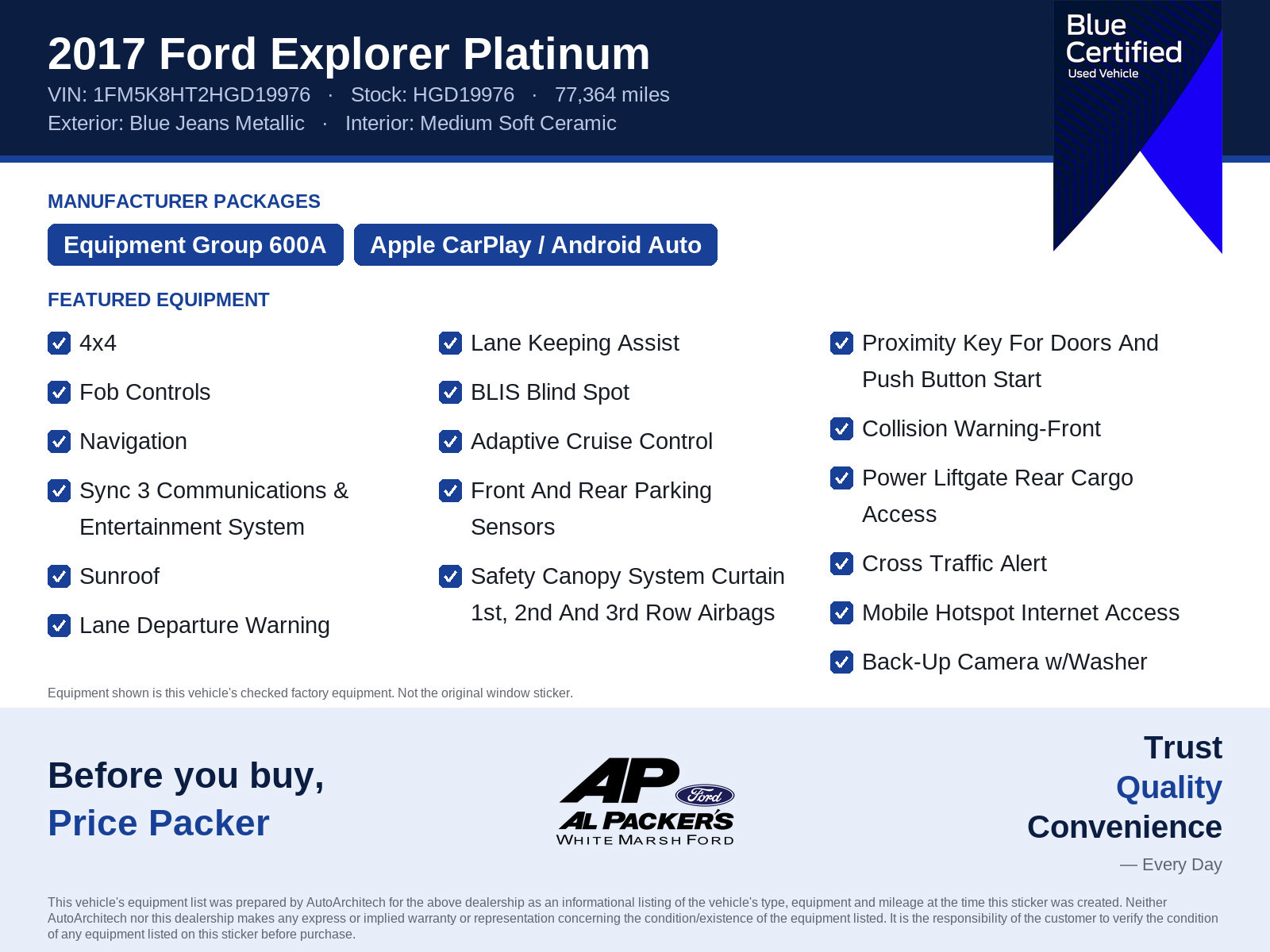 Certified 2017 Ford Explorer Platinum AWD/4WD image 10