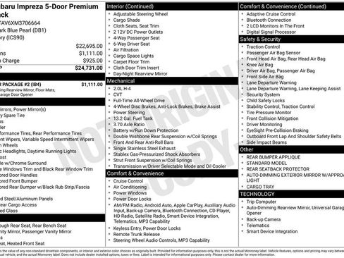 Used 2021 Subaru Impreza Premium w/ Popular Package #2 image 6