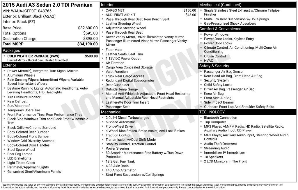 Used 2015 Audi A3 TDI Premium w/ Cold Weather Package FWD image 39