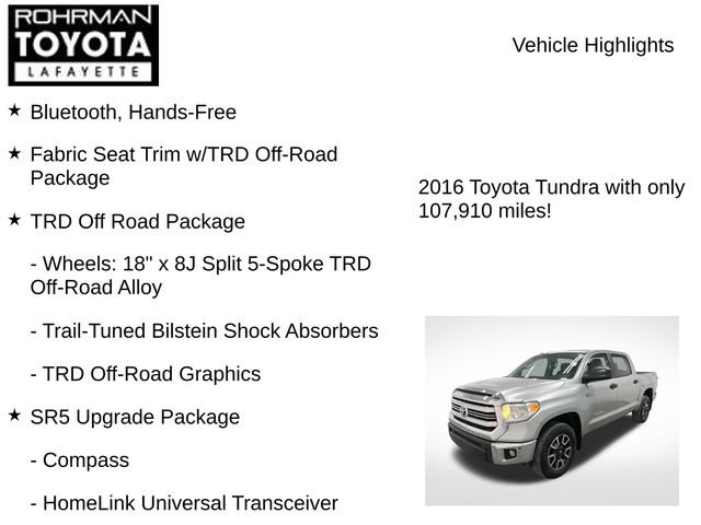 Used 2016 Toyota Tundra SR5 w/ TRD Off Road Package AWD/4WD image 8