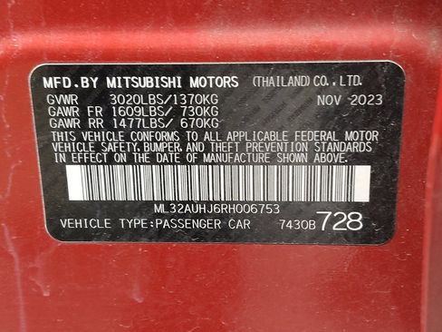 Used 2024 Mitsubishi Mirage ES FWD image 33