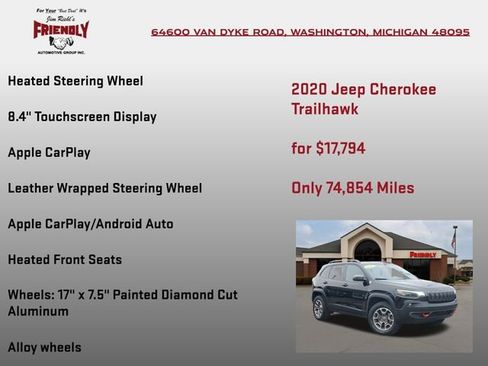 Used 2020 Jeep Cherokee Trailhawk w/ Cold Weather Group image 10