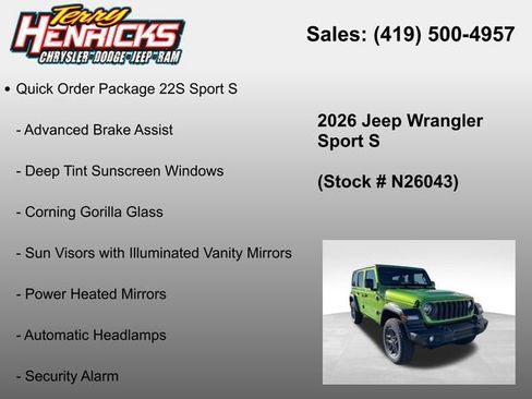 New 2026 Jeep Wrangler Unlimited Sport AWD/4WD image 12