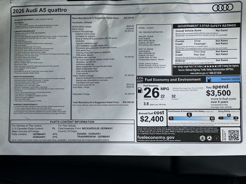 Used 2026 Audi A5 2.0T Premium Plus w/ Premium Plus Package AWD/4WD image 46