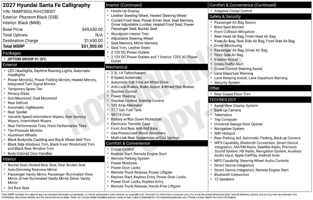 New 2027 Hyundai Santa Fe Calligraphy AWD/4WD image 6