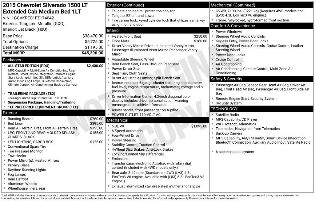 Certified 2015 Chevrolet Silverado 1500 LT w/ All Star Edition AWD/4WD image 35