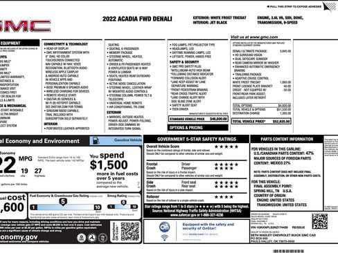 Used 2022 GMC Acadia Denali w/ Denali Ultimate Package FWD image 9