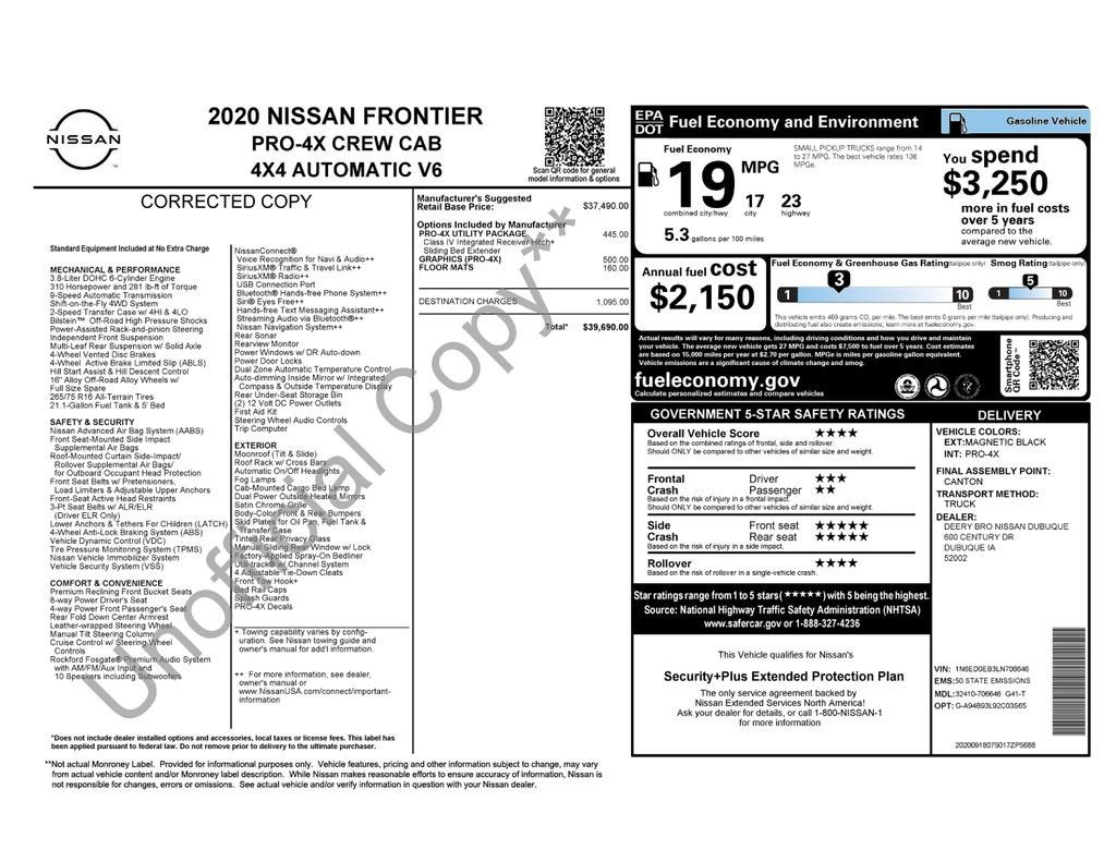 Used 2020 Nissan Frontier PRO-4X w/ Pro-4x Utility Package AWD/4WD image 10
