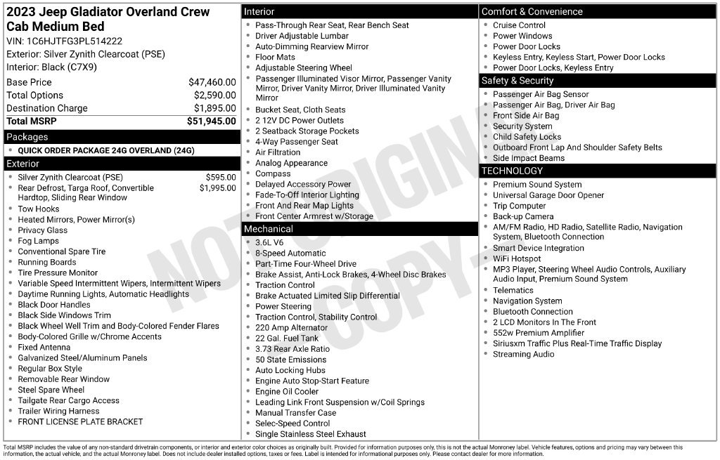 Used 2023 Jeep Gladiator Overland AWD/4WD image 29