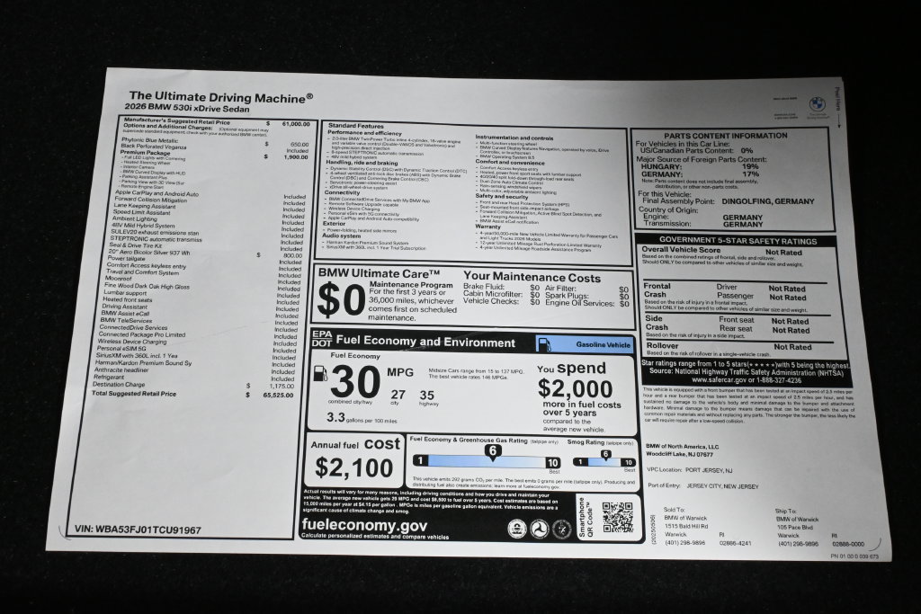 Used 2026 BMW 530i xDrive w/ Premium Package AWD/4WD image 38