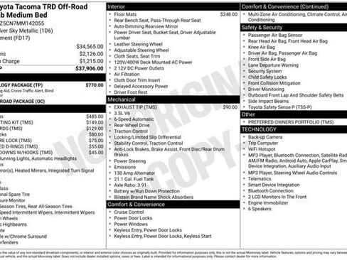 Used 2021 Toyota Tacoma TRD Off-Road w/ Technology Package RWD image 17