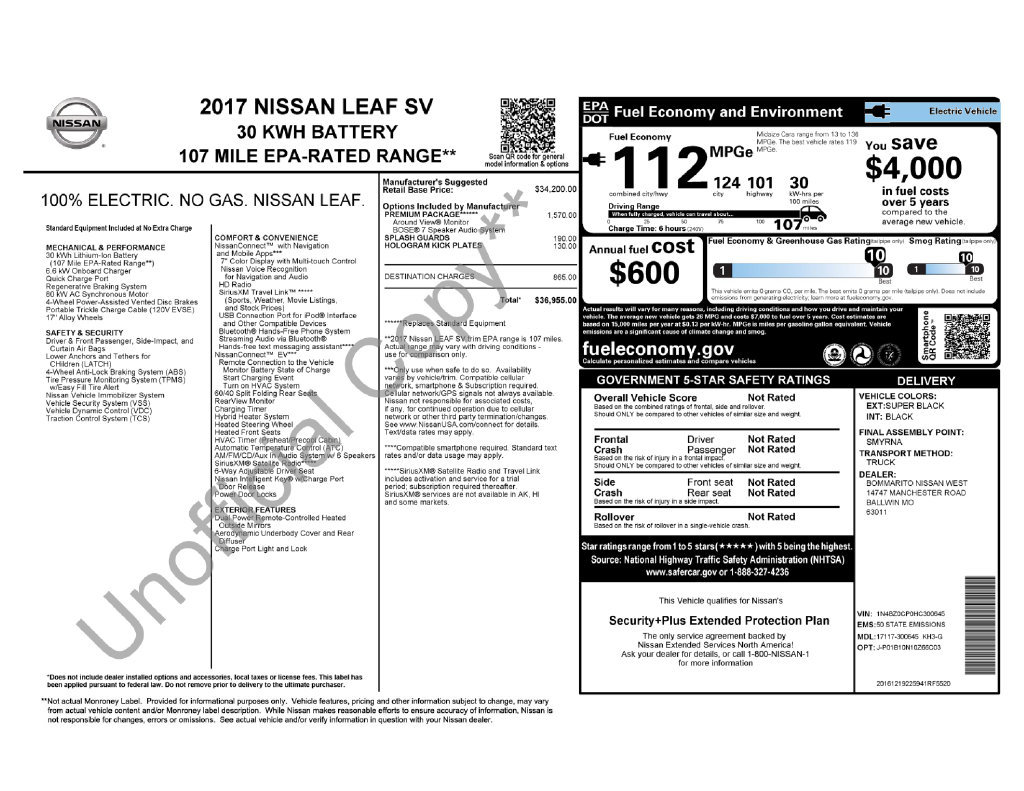 Used 2017 Nissan Leaf SV w/ Premium Package FWD image 34
