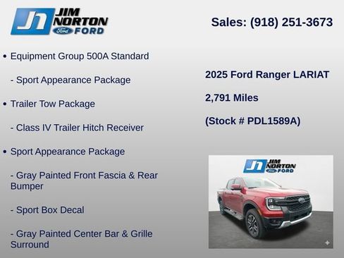 Used 2025 Ford Ranger Lariat w/ FX4 Off-Road Package AWD/4WD image 8