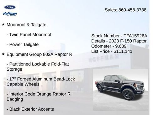 Used 2023 Ford F150 Raptor w/ Equipment Group 802A Raptor R image 5