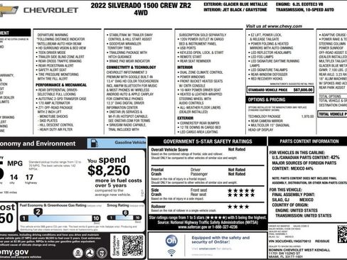 Used 2022 Chevrolet Silverado 1500 ZR2 w/ Technology Package AWD/4WD image 14