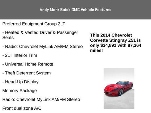 Used 2014 Chevrolet Corvette Stingray Convertible w/ 2LT Preferred Equipment Group image 8