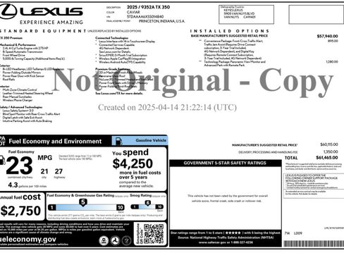 Used 2025 Lexus TX 350 FWD w/ Technology Package image 57