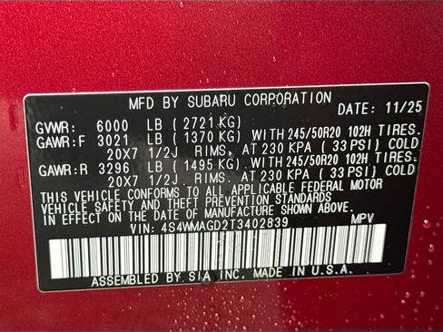 Used 2026 Subaru Ascent Limited AWD/4WD image 44