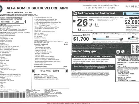 Used 2022 Alfa Romeo Giulia Veloce AWD/4WD image 25