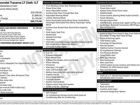 Certified 2021 Chevrolet Traverse LT FWD image 41