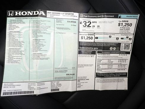 Used 2021 Honda Accord Sport Special Edition image 28