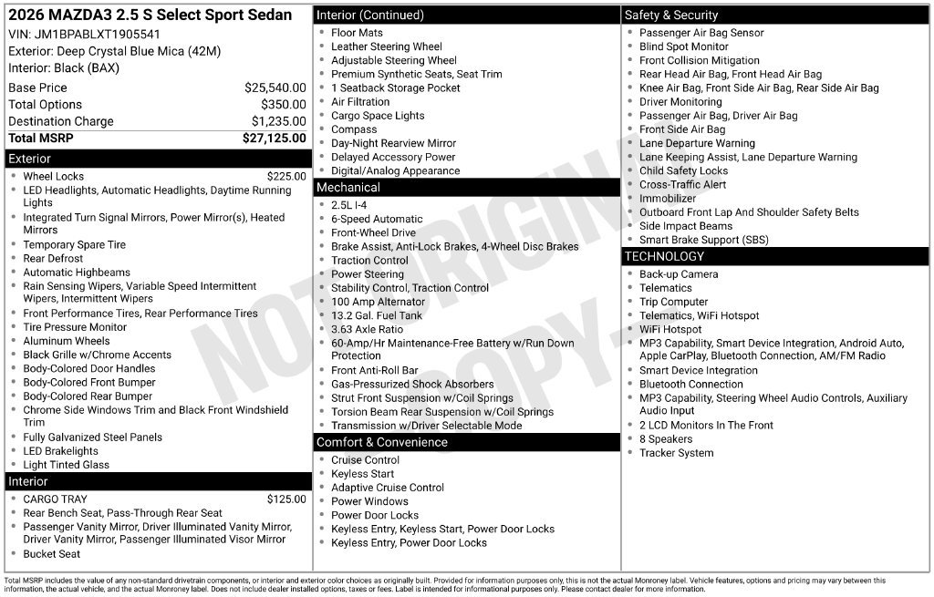 New 2026 MAZDA MAZDA3 s Sport FWD image 2