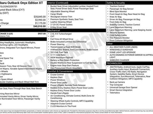 Used 2022 Subaru Outback Onyx Edition XT w/ Tech Package 2 image 45
