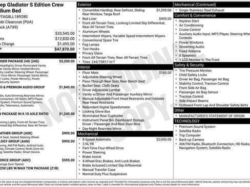 Used 2020 Jeep Gladiator Sport w/ Quick Order Package 24S image 12