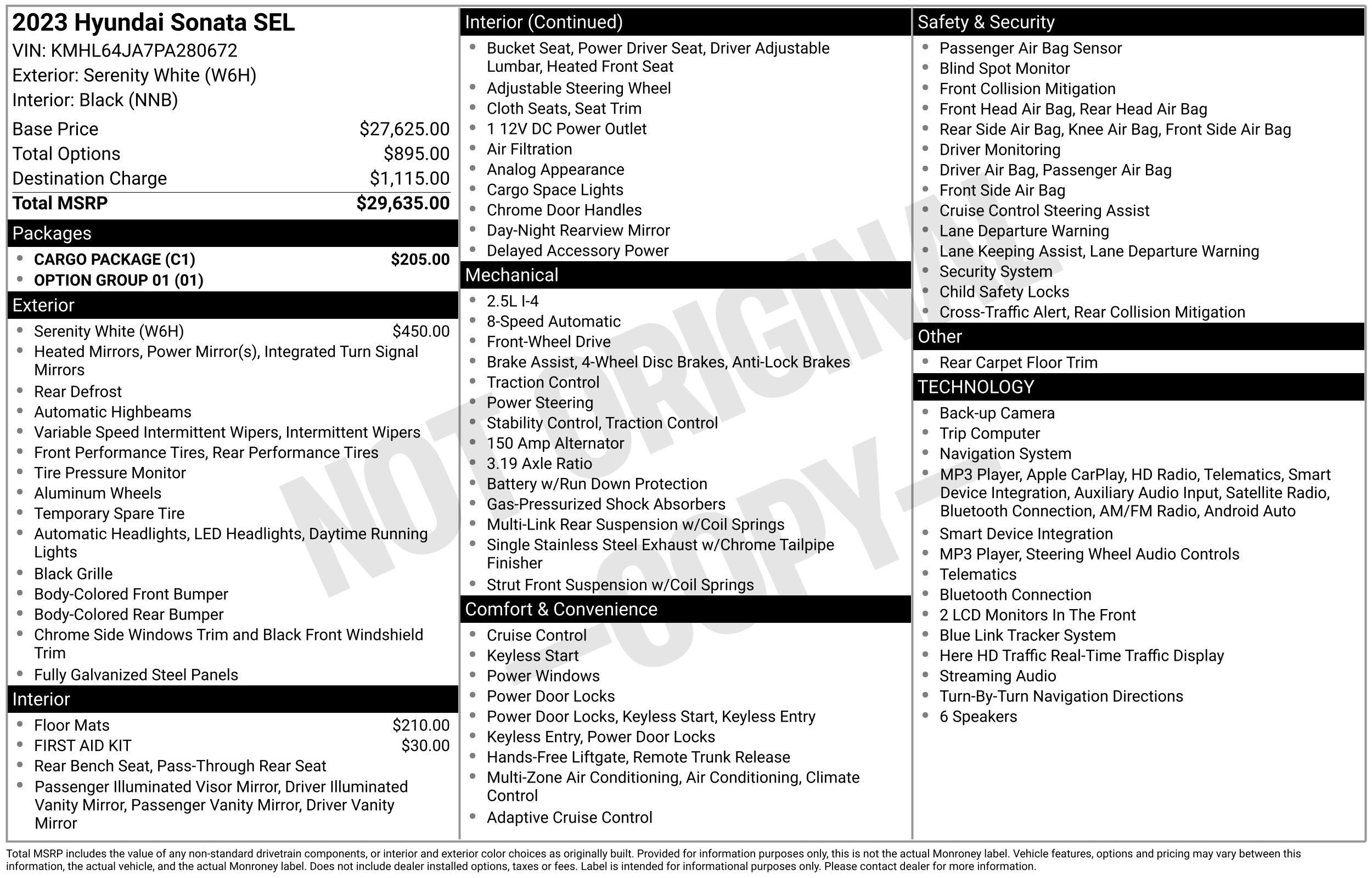 Used 2023 Hyundai Sonata SEL w/ Cargo Package FWD image 2