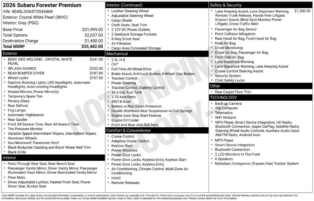 Certified 2026 Subaru Forester Premium AWD/4WD image 54