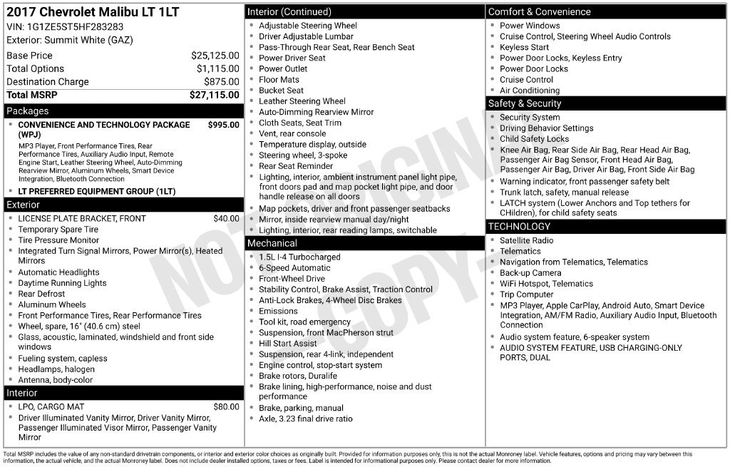 Used 2017 Chevrolet Malibu LT FWD image 4