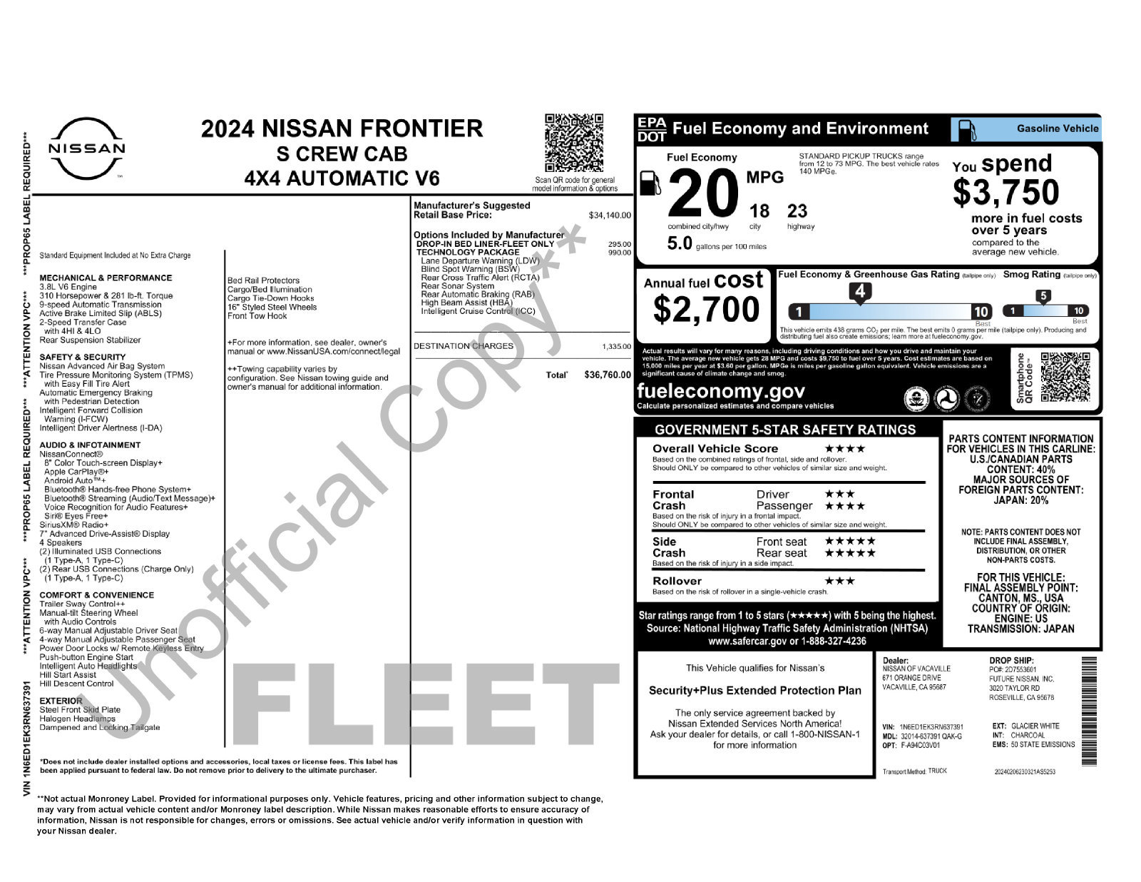 Used 2024 Nissan Frontier S w/ Technology Package AWD/4WD image 4
