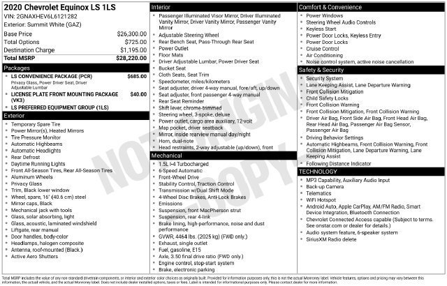 Used 2020 Chevrolet Equinox LS w/ LS Convenience Package FWD image 2