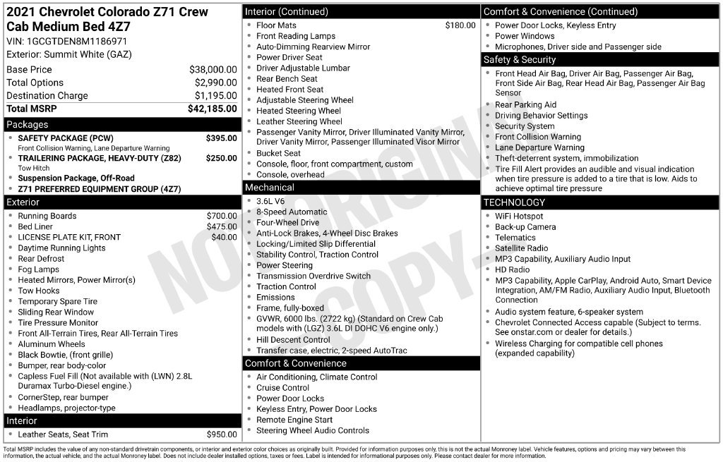 Used 2021 Chevrolet Colorado Z71 w/ Safety Package AWD/4WD image 12