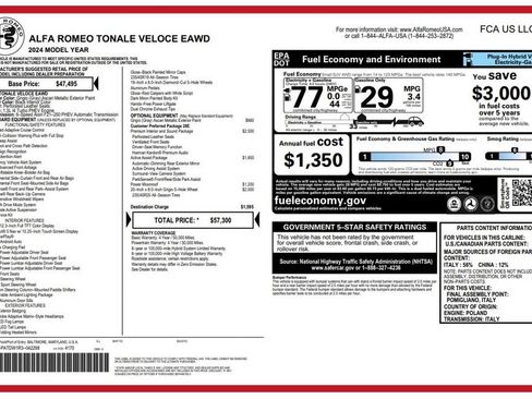 Used 2024 Alfa Romeo Tonale Veloce AWD/4WD image 3