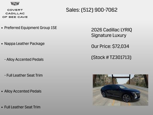 New 2026 Cadillac Lyriq Signature Luxury w/ Nappa Leather Package AWD/4WD image 6
