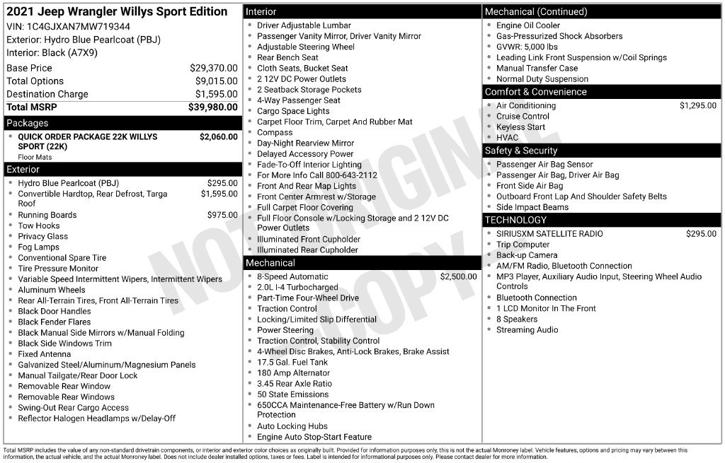 Certified 2021 Jeep Wrangler Sport AWD/4WD image 24