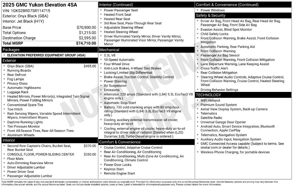 Used 2025 GMC Yukon Elevation AWD/4WD image 21
