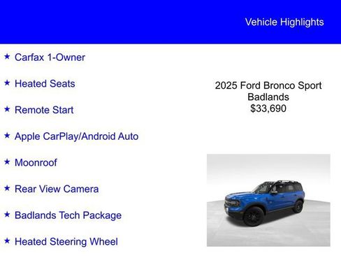 Certified 2025 Ford Bronco Sport Badlands w/ Badlands Tech Package AWD/4WD image 3