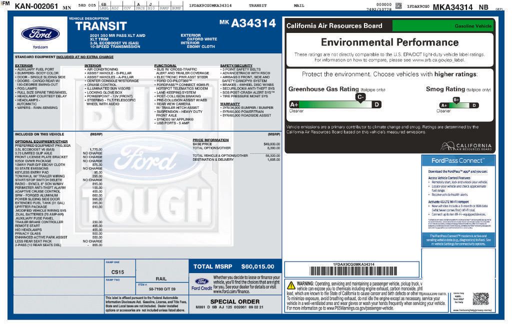 Used 2021 Ford Transit 350 XLT w/ Upfitter Package AWD/4WD image 5