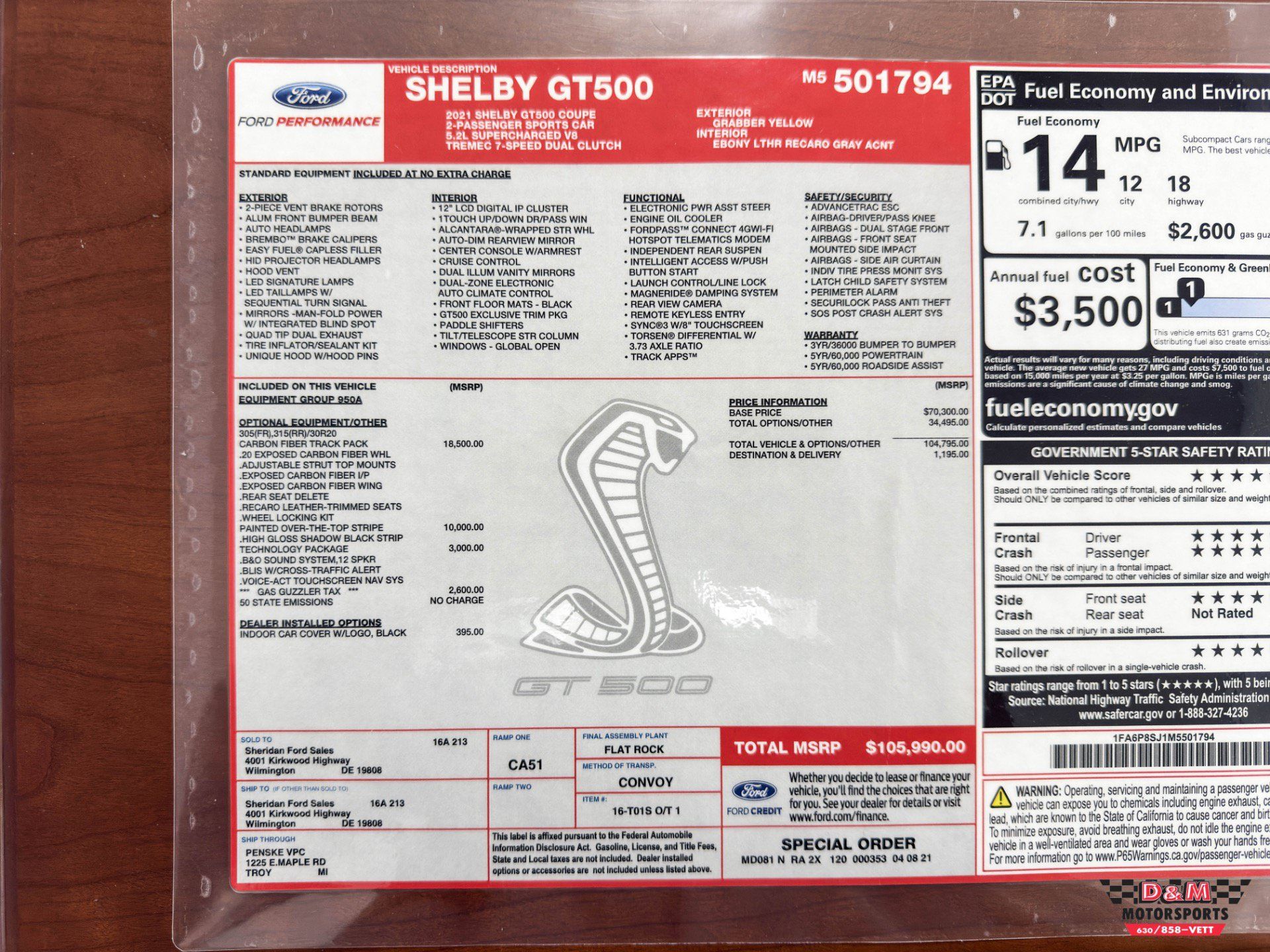 Used 2021 Ford Mustang Shelby GT500 w/ Carbon Fiber Track Pack RWD image 57