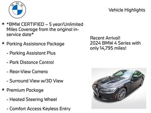 Certified 2024 BMW 430i xDrive Coupe w/ Premium Package AWD/4WD image 4