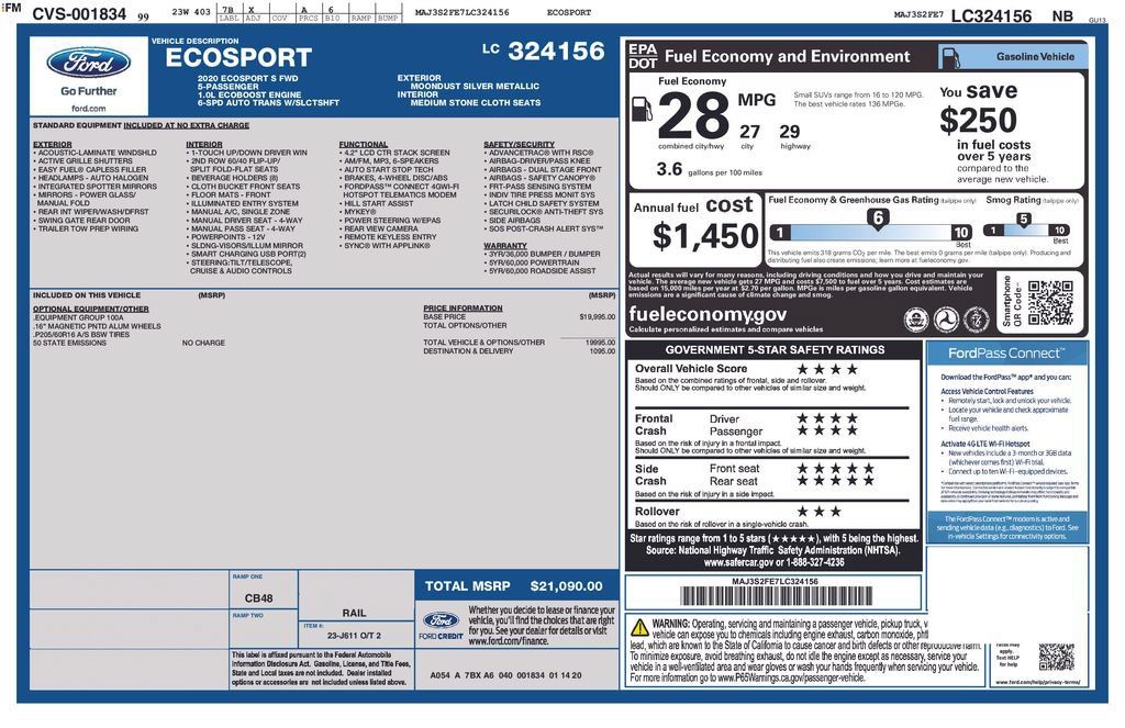 Used 2020 Ford EcoSport S FWD image 52