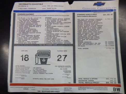 Used 1998 Chevrolet Corvette Convertible w/ Memory Pkg RWD image 40